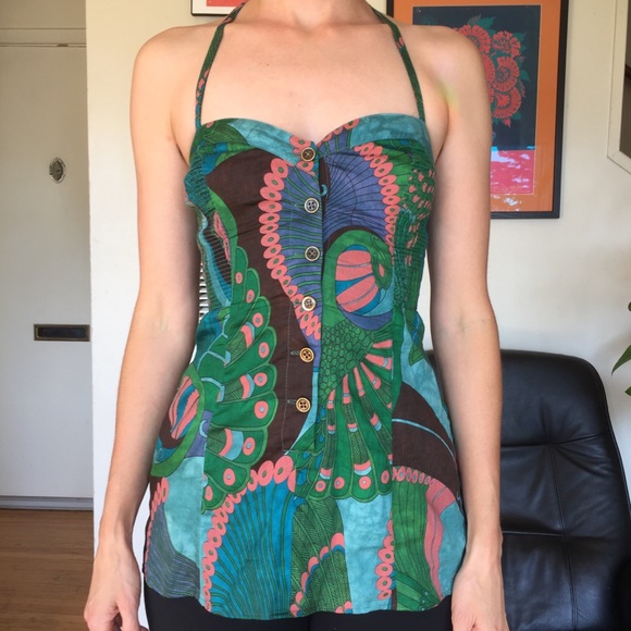 Free People Tops - Free People Peacock Lolita Halter Tunic